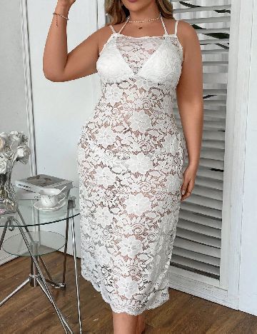 Rochie de plaja SHEIN CURVE, alb