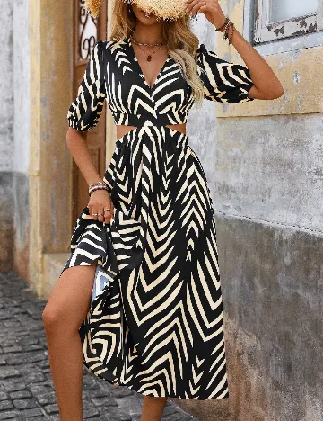 Rochie medie SHEIN, bej/negru