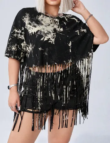 Top SHEIN CURVE, negru/alb