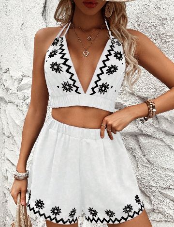 Compleu SHEIN, alb/negru