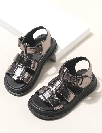 Sandale Shein Kids, argintiu