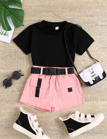 Compleu Shein Kids, roz/negru