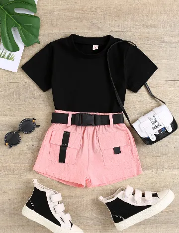 Compleu Shein Kids, roz/negru