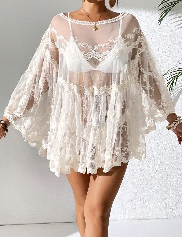 Bluza de plaja SHEIN, alb