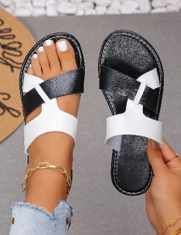 Slapi SHEIN, alb/negru