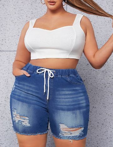 Pantaloni scurti SHEIN CURVE, albastru