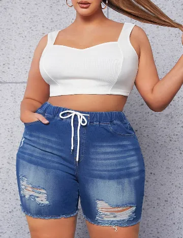 Pantaloni scurti SHEIN CURVE, albastru