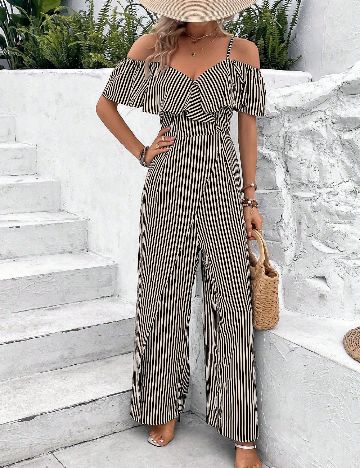 Salopeta SHEIN, negru/crem