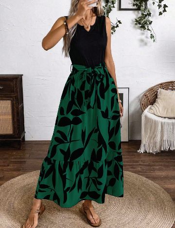 Rochie medie SHEIN, verde/negru