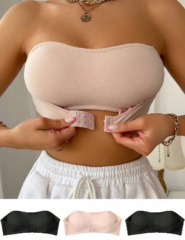 Set bustiere 3 bucati SHEIN, roz/negru