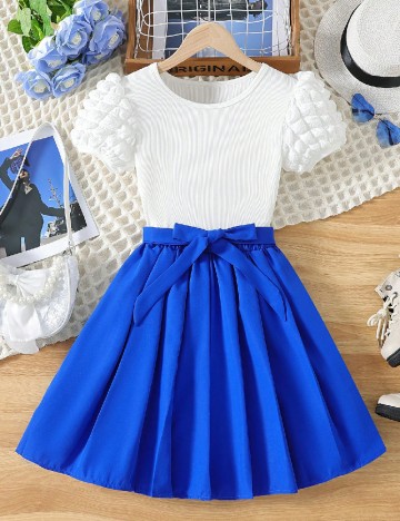 Compleu Shein Kids, alb/albastru