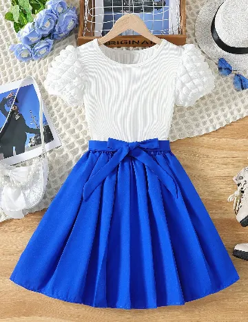 Compleu Shein Kids, alb/albastru