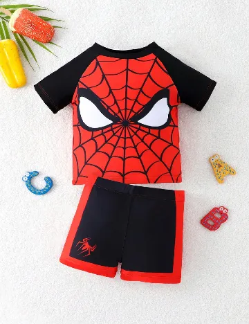 Costum de baie Shein Kids, rosu/negru