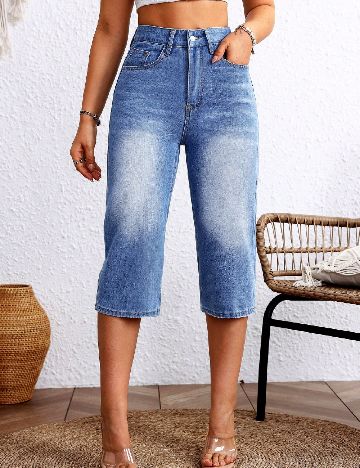 Pantaloni trei sferturi SHEIN, albastru