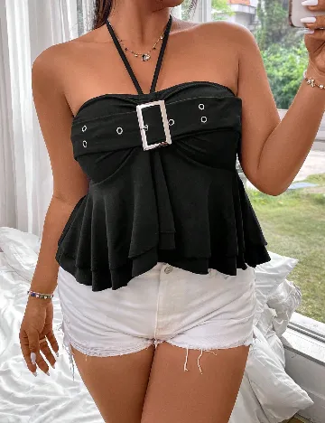 Top SHEIN CURVE, negru