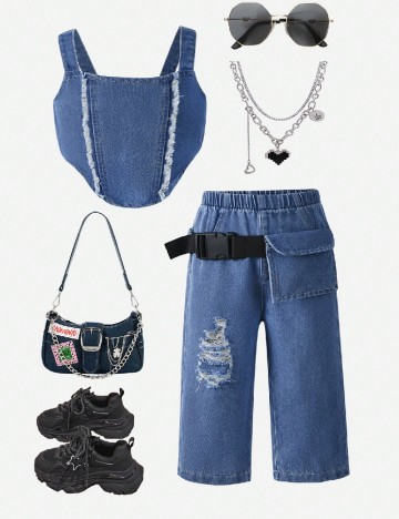 Compleu Shein Kids, albastru