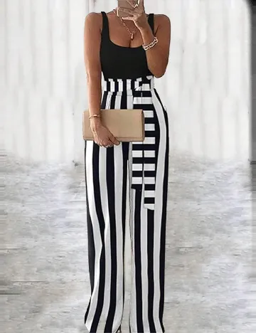 Salopeta SHEIN, alb/negru