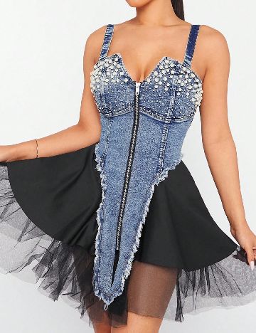 Rochie scurta SHEIN, albastru/negru