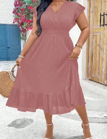 Rochie medie SHEIN CURVE, roz pudra