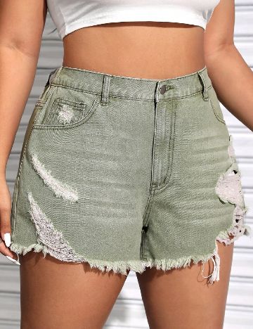 Pantaloni scurti SHEIN CURVE, verde