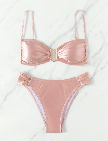 Costum de baie SHEIN, roz pudra