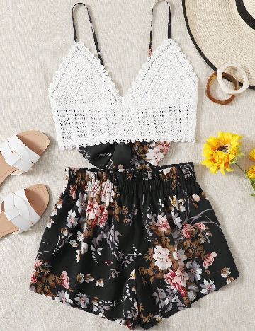 Compleu SHEIN CURVE, alb/negru