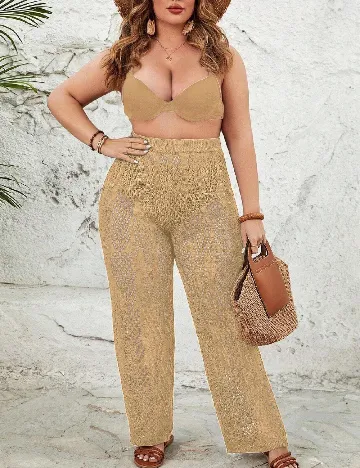 Pantaloni de plaja SHEIN CURVE, maro