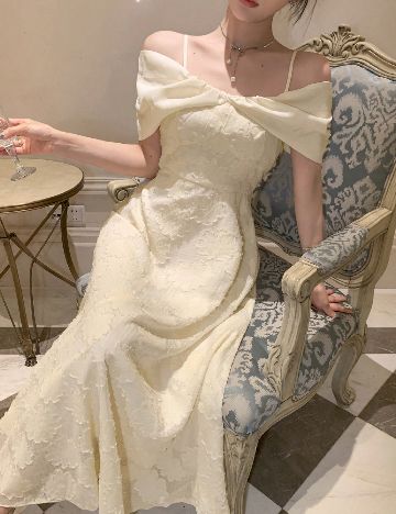 Rochie lunga Dazy, crem