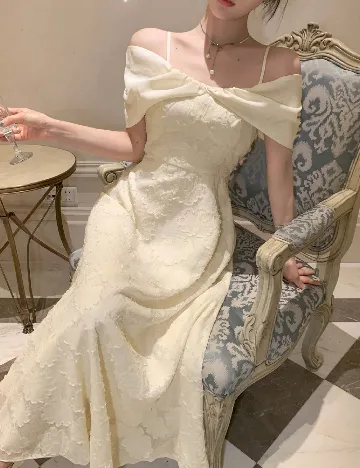 Rochie lunga Dazy, crem