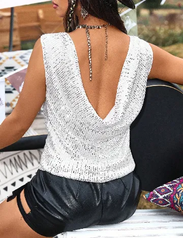 Bluza SHEIN, alb/argintiu