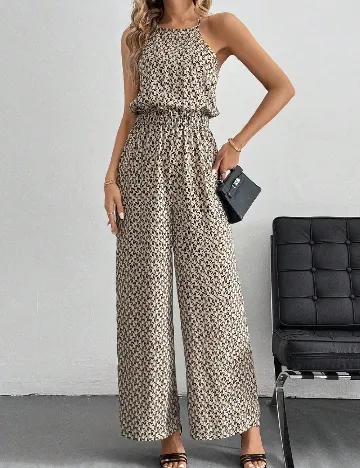 Salopeta SHEIN, crem/negru