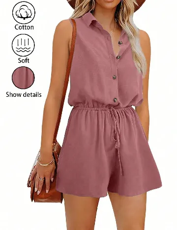 Salopeta scurta SHEIN, roz pudra