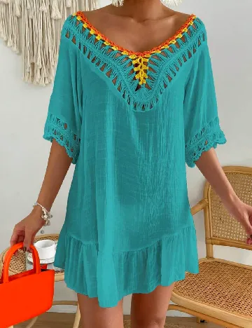 Rochie de plaja SHEIN, turcoaz