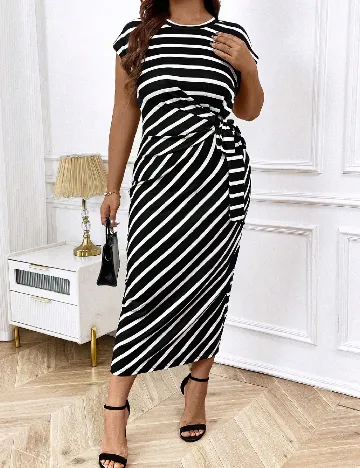 Rochie medie SHEIN CURVE, negru/alb