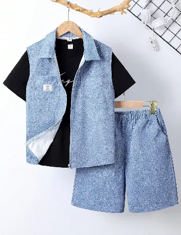 Compleu Shein Kids, albastru/negru