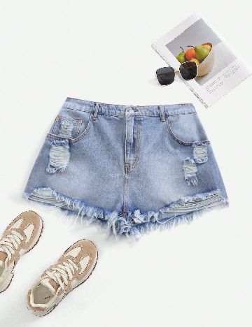 Pantaloni scurti SHEIN CURVE, albastru