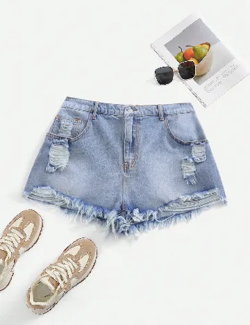 Pantaloni scurti SHEIN CURVE, albastru