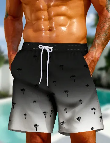 Short de baie SHEIN, negru/alb