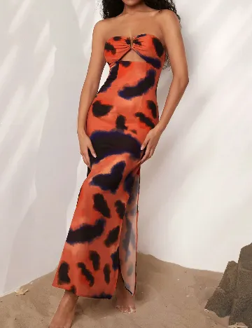 Rochie lunga SHEIN, portocaliu/negru