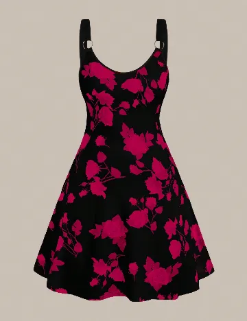 Rochie scurta SHEIN CURVE, negru/roz