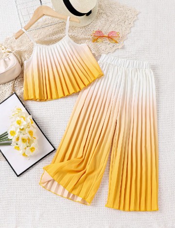 Compleu Shein Kids, galben/alb