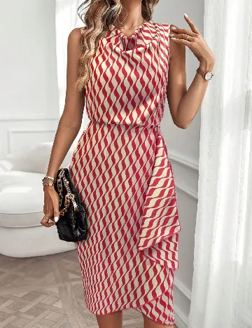 Rochie medie SHEIN, rosu/crem