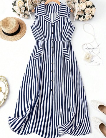 Rochie lunga SHEIN CURVE, alb/albastru