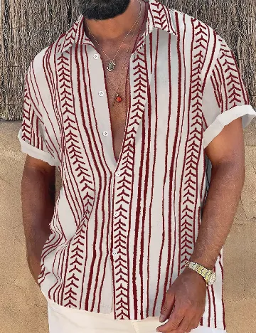 Camasa SHEIN Plus Size Men, alb/rosu