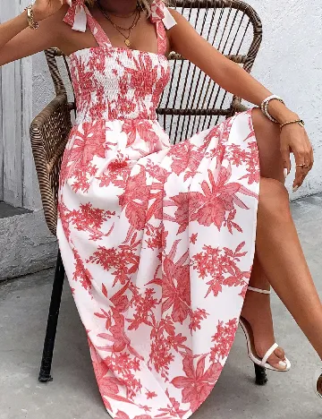 Rochie lunga SHEIN, alb/roz