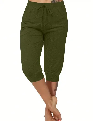 Pantaloni trei sferturi SHEIN CURVE, verde