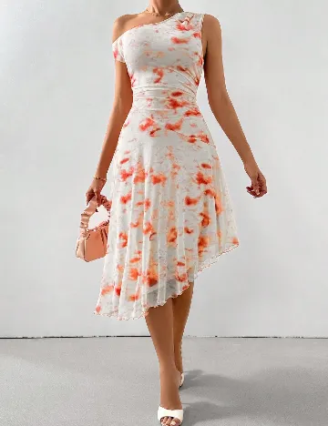 Rochie medie SHEIN, alb/portocaliu