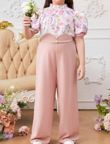 Compleu Shein Kids, alb/roz