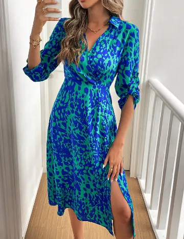 Rochie medie SHEIN, albastru/verde
