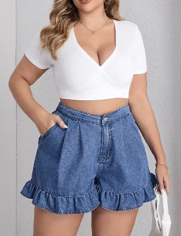 Pantaloni scurti SHEIN CURVE, albastru